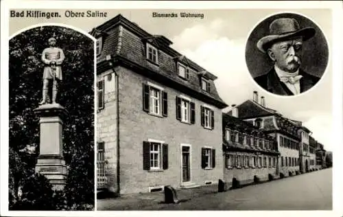 Ak Bad Kissingen Unterfranken Bayern, Obere Saline, Bismarcks Wohnung, Statue, Portrait