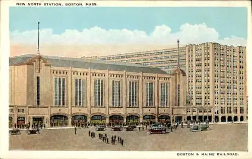 Ak Boston Massachusetts USA, New North Station,  Massachusetts, Boston & Maine Railroad