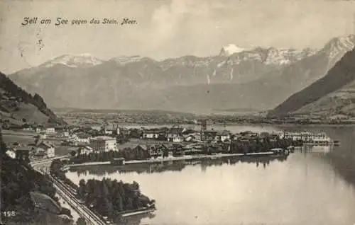 Ak Zell am See in Salzburg, Blick auf  Berge, See, Stadt, Postkarte