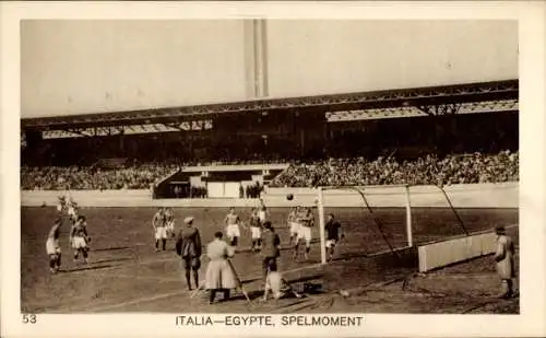 Ak Amsterdam, Olympische Spiele 1928, Fußballspiel Italien Ägypten