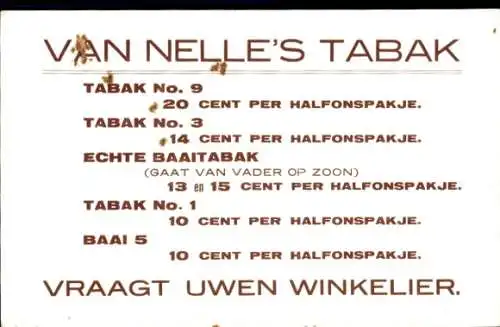 Ak Reklame, Van Nelle's Tabak