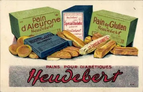 Ak Reklame Heudebert, Brot für Diabetiker