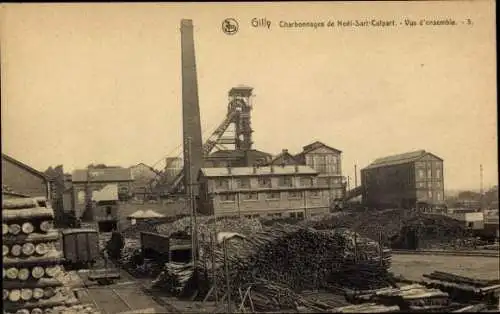 CPA Gilly Charleroi Wallonie Hainaut, Charbonnages de Nobl-Sart-Culpart, Vue d'ensemble