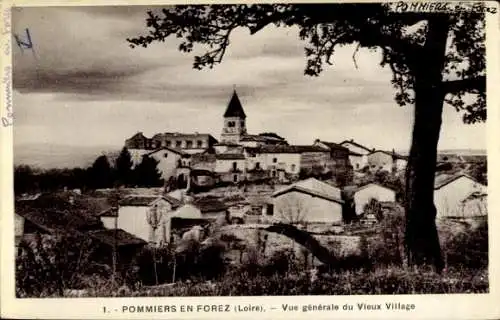 Ak Pommiers en Forez Loire, Gesamtansicht