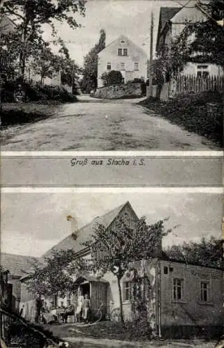 Ak Stacha Demitz Thumitz in Sachsen, Restauration, Straßenpartie