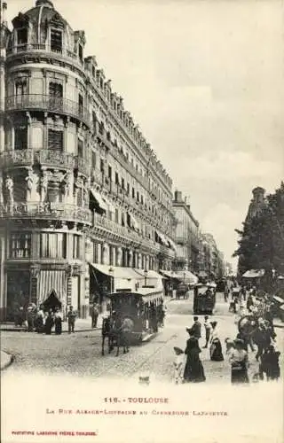 CPA Toulouse Haute-Garonne, La Rue Alsace Lorraine au carrefour Lafayette