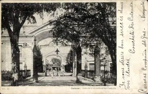 Ak Venezuela, Eingang zu den Gärten des Kapitols, Postkarte Nr. 33