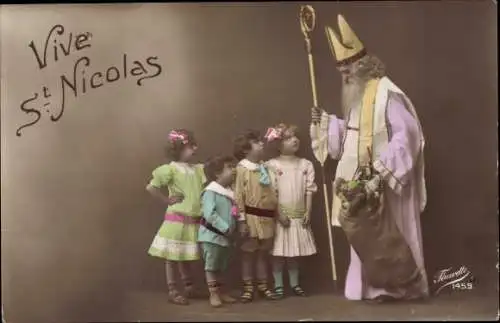 Ak Glückwunsch Weihnachten, Vive St. Nicolas, Nikolaus, Kinder