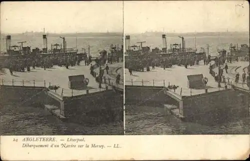 Stereo Ak Liverpool North West England, Debarquement d'un Navire sur la Mersey