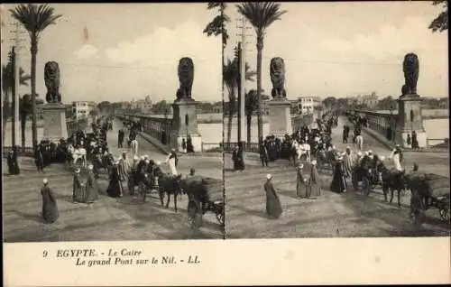 Stereo Ak Cairo Kairo Ägypten, Qasr El Nil Bridge