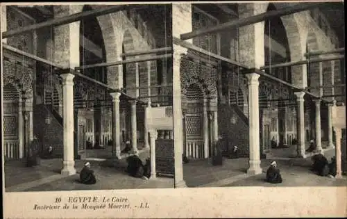 Stereo Ak Cairo Kairo Ägypten, Interieur de la Mosquee Moerirt