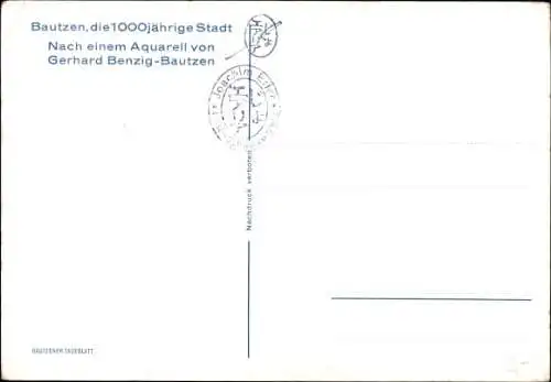 Künstler Ak Benzig, Gerhard, Bautzen in der Lausitz, Teilansicht der Stadt