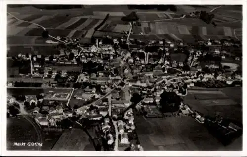 Ak Markt Grafing bei München Oberbayern, Fliegeraufnahme