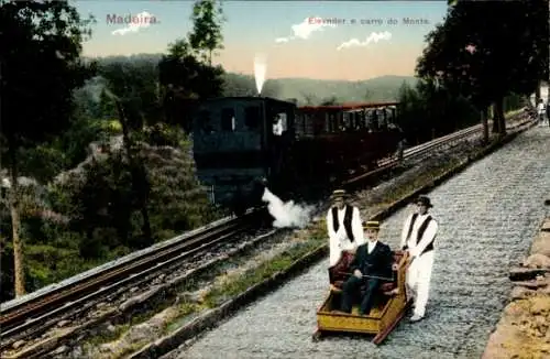 Ak Insel Madeira Portugal, Bergbahn, Karren, Zug, Passagier