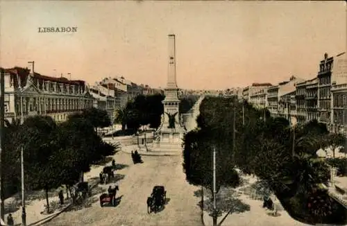Ak Lissabon Portugal,Blick auf ein Denkmal,Kreisverkehr