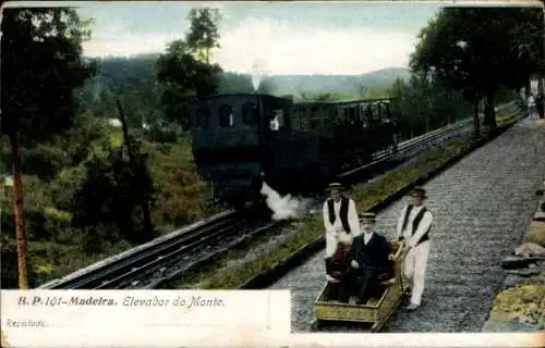 Ak Funchal Insel Madeira Portugal, Elevador do Monte, historische Eisenbahn