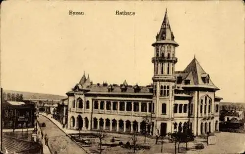 Ak Buzău Busäu Rumänien, Rathaus