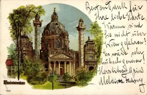 Künstler Litho Wien 1 Innere Stadt, Karlskirche