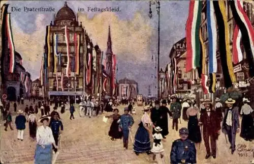 Künstler Ak  Wien 2 Leopoldstadt, Praterstraße, Festtagskleid