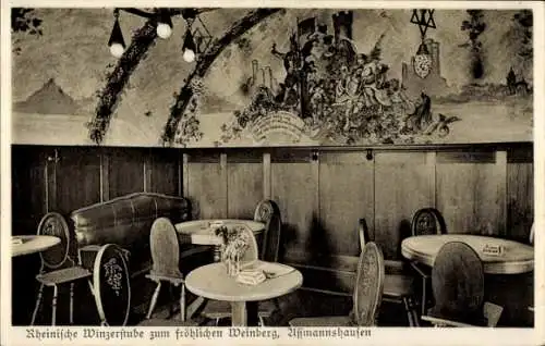 Ak Assmannshausen Rüdesheim am Rhein in Hessen, Winzerstube Zum fröhlichen Weinberg