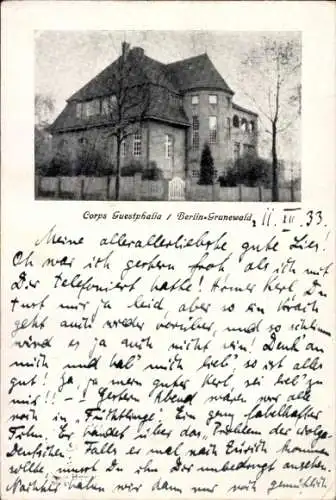 Ak Berlin Wilmersdorf Grunewald, Corps Guestphalia