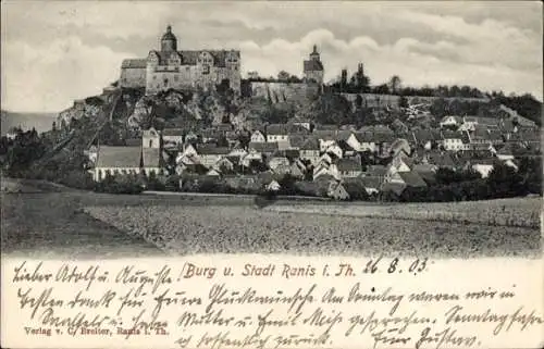 Ak Ranis in Thüringen, Gesamtansicht, Burg