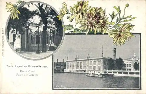 CPA Paris, Exposition Universelle 1900, Rue de Paris, Palais des Congres