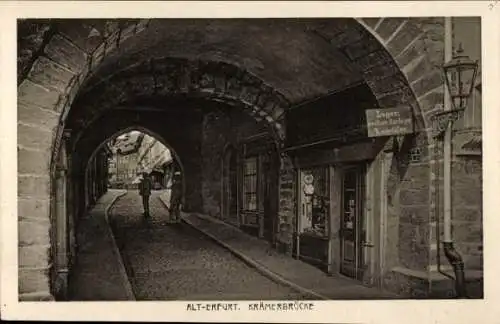 Ak Erfurt in Thüringen, Krämerbrücke, Geschäft