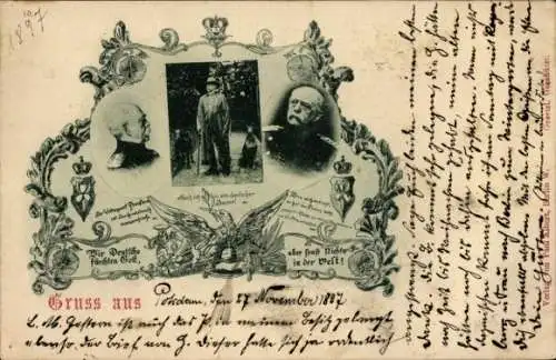 Ak Otto von Bismarck, Porträt, Adler, Wappen