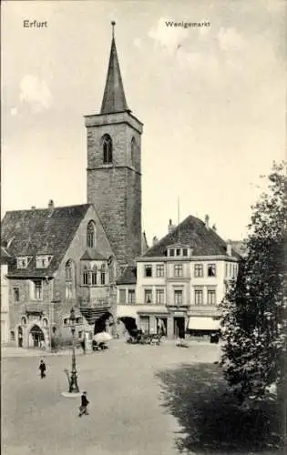 Ak Erfurt in Thüringen, Partie am Wenigemarkt mit Kirche, Kutsche