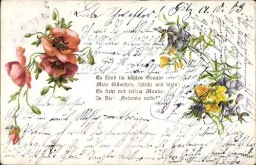 Litho Blumengruß, Kitsch, Blumen