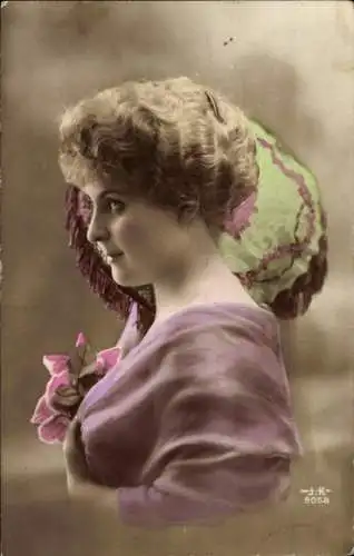 Ak Junge Frau, Portrait, Profilansicht