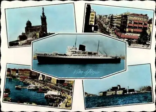 CPA Marseille Bouches du Rhône, Paquebot Ville d'Alger, CGT