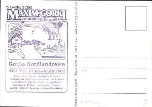 Ak Kreuzfahrtschiff Maxim Gorki