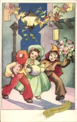 Künstler Ak Glückwunsch Neujahr, Kinder