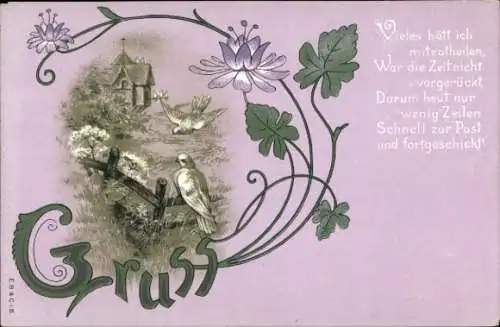 Ak Dorfidyll, Vögel, Gedicht