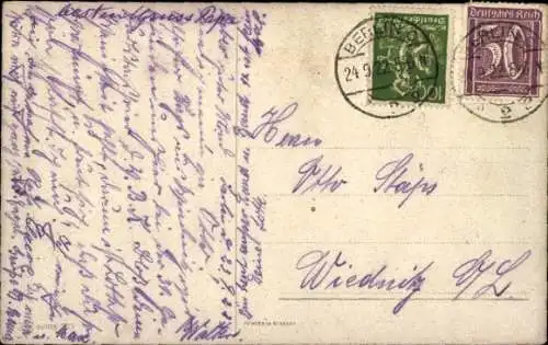 Künstler Ak Landschaftsmotiv, Boot auf dem Wasser