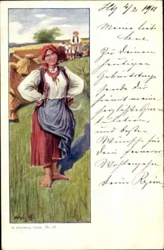 Künstler Ak Allenberg, Frau in ukrainischer Tracht