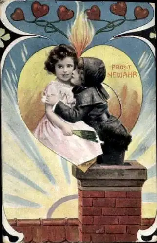 Ak Glückwunsch Neujahr, Schornsteinfeger, Kinder