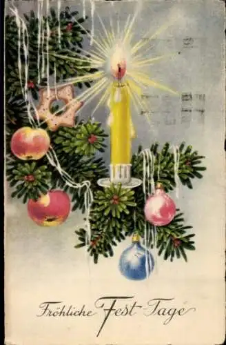 Ak Glückwunsch Weihnachten, Tannenbaum, Kerze