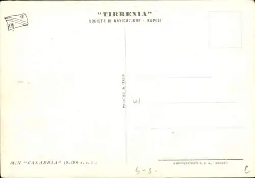 Ak Dampfer Calabria, Tirrenia di Navigazione - Neapel