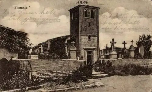 Ak Foameix Ornel Meuse,  Kirche mit Friedhof.