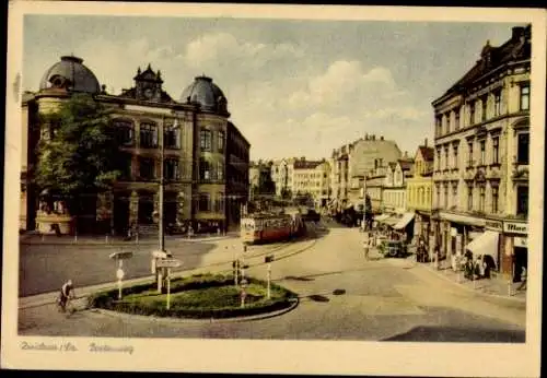 Ak Zwickau in Sachsen, Poetenweg, Straßenbahn