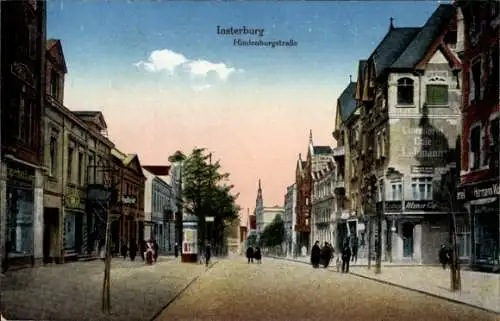 Ak Tschernjachowsk Insterburg Ostpreußen, Hindenburgstraße, Geschäfte