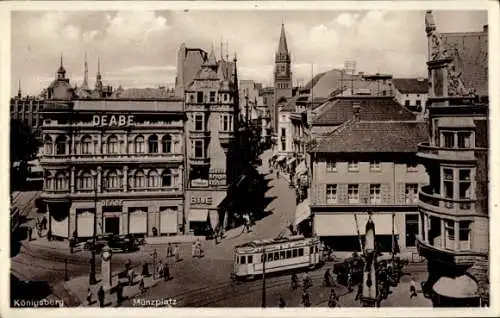 Ak Kaliningrad Königsberg Ostpreußen, Münzplatz, Tram