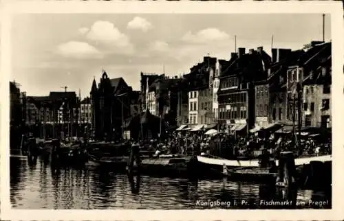 Ak Kaliningrad Königsberg Ostpreußen, Fischmarkt am Pregel