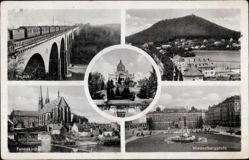 Ak Görlitz in der Lausitz, Viadukt, Peterskirche, Hindenburgplatz, Stadtsichten