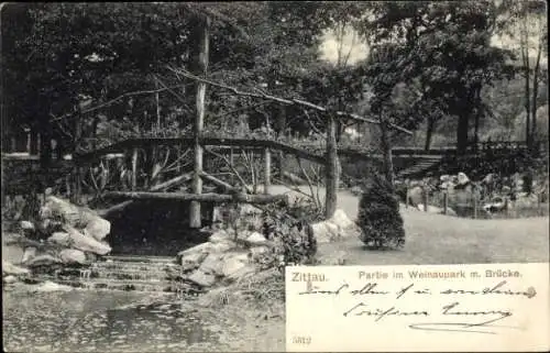 Ak Zittau in Sachsen, Weinaupark, Brücke