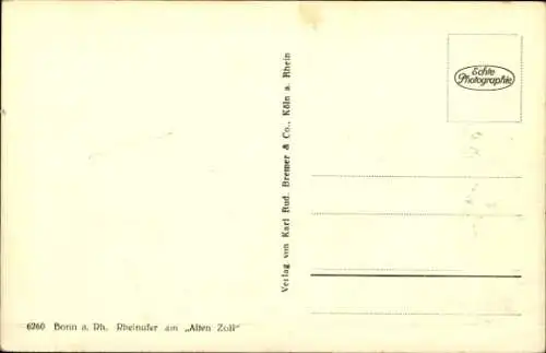 Ak Bonn am Rhein, Rheinufer am Alten Zoll
