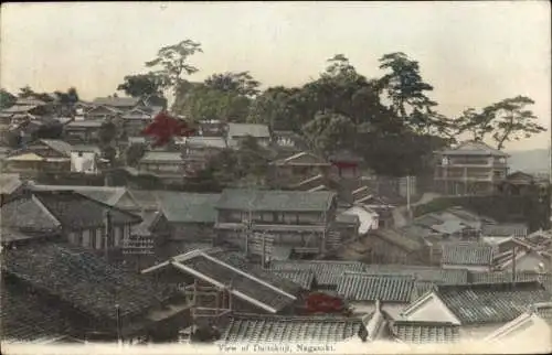 Ak Nagasaki Präfektur Nagasaki Japan, Aussicht auf Daitokuji, traditionelle Architektur, Bäume